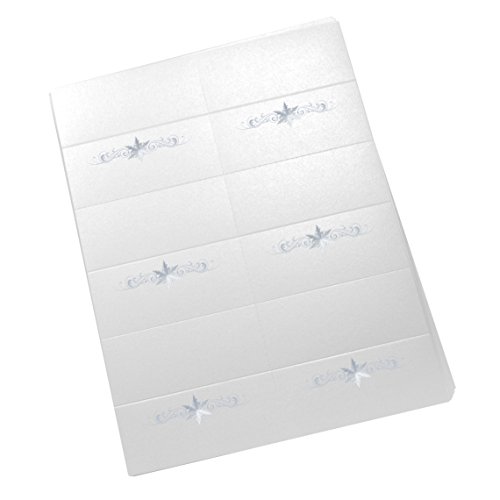 Documents and Designs Christmas and Holiday Snowflake Flourish Easy Print Place Cards (Select Quantity), Pearl White, Set of 50 (9 Sheets)