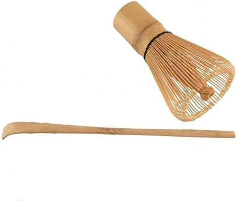 Chasen Tea Whisk and Chashaku Hooked Bamboo Scoop for preparing Matcha