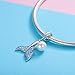 WOSTU 925 Sterling Silver Exquisite Charms Pink Love Heart Bead Charm for Bracelets The Key of Heart Charms Beads for Women (Fish Tail)