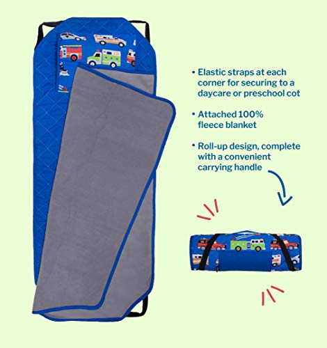 image for Wildkin All-In-One Modern Nap Mat with Pillow for Toddler Boys and Gir