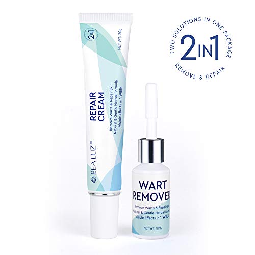 Natural Liquid Wart Treatment by BEALUZ: Maximum Strength, Easy & Quick Results for Plantar, Common, Genital Warts