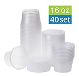 [TashiBox] 16 oz plastic food storage containers with lids - 40 sets