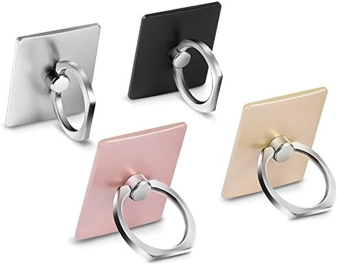 Cell Phone Finger Holder, 4 Pack 360° Rotation phone Ring Grip Stand Car Mounts for Tablets (Rose gold+Silver+black+Gold)