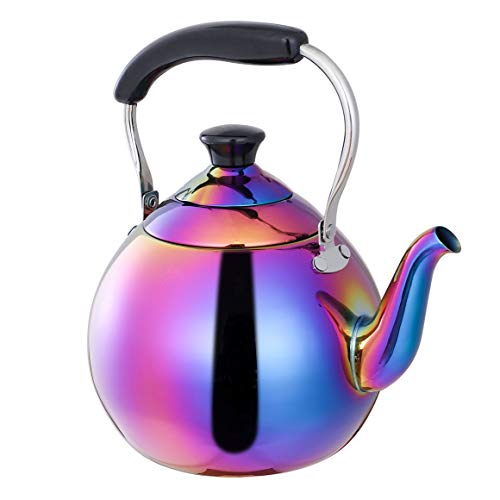 OMGard Whistling Tea Kettle Stainless Steel Rainbow Teapot 2 Liter Teakettle for Stovetop