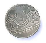 Gray Ring Dish - Handmade Jewelry Bowl with stamped geometric pattern and light grey glaze