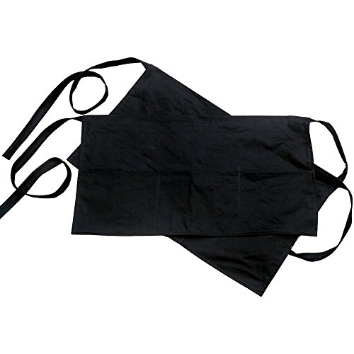 Hense 3 Pockets Waist Apron(Pack of 2) - Restaurant café Half Aprons, Bartender Apron, Money Apron, Check Holder, Black（HSW-070) (3 pockets,black)