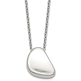 JewelryWeb 925 Sterling Silver Polished Pebble With 2 Inch Extension Necklace 16 Inch 14.4mm Wide Pendant Necklace for Women