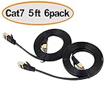Cat 7 Shielded Ethernet Cable 5 ft 6 Pack (10GB) - Jadaol Fastest Cat7 Flat Ethernet Patch Cables - Internet Cable for Modem, Router, LAN, Computer,Switch - Compatible with Cat 5e, Cat 6 Network
