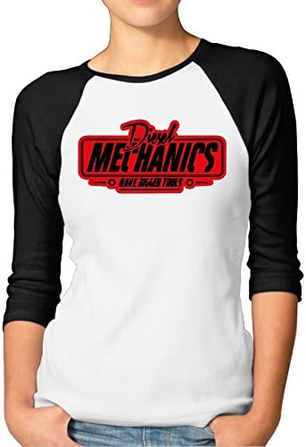Diesel Mechanics Sports Womens 3/4 Sleeve Raglan Tops Shirt Woman Tshirt