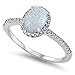 Oxford Diamond Co Oval Lab Created White Opal Halo Cz .925 Sterling Silver Ring Size 7