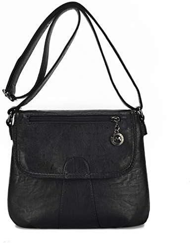 Leather Purse Women Crossbody Handbag for Men Travel Messenger bag Multi Pocket