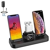 4 in 1 Wireless Charging Station for iPhone Apple Watch Charger Stand with iPhone Wireless Charger Stand Airpods Charging Dock Stand for iPhone X/XS/XR/8/7/6s/Plus, iWatch 4/3/2/1ï¼ˆUpgrade