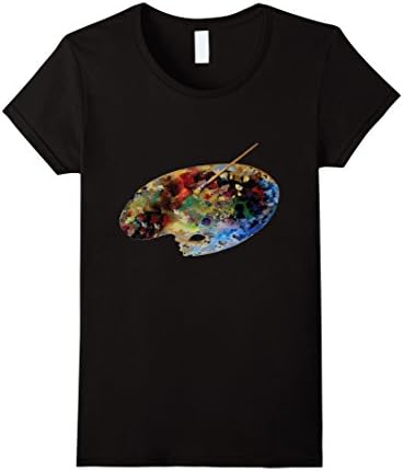 Women's Artist Paint Palette Tray Brush Cool T-shirt Crafty Gift Tee Medium Black