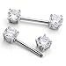 PiercingJ 2pcs 14g 14 Gauge 6mm 7mm Cubic Zirconia Stainles Steel Bar Nipple Ring Barbell Helix Earring