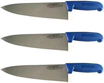Set of 3 - 8” Blue Chef Knives Cook French Stainless Steel Food Service Knives