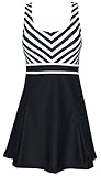 Women's One Piece Sailor Striped Swimsuit Plus Size Tankini Cover up Swimdress
