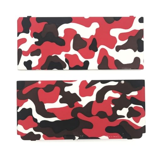 Hzxkqmil Front Back Housing Shell Case Cover Top/Bottom Faceplate Plates Replacement for Nintendo New 3DS Console (Camo Red)
