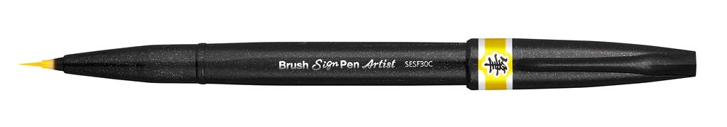Pentel SESF30C Brush Sign Pen Artist, Extra Fine Brush Tip, Yellow (Single Pen)