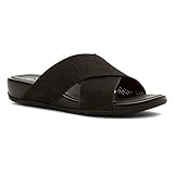 FitFlop Womens Aix Perf Nubuck Slide Sandals, Black, Size - 7