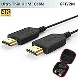 Ultra Thin HDMI Cable 6FT, 4K Hyper Super Flexible Slim HDMI Cord, World's Extreme Thinnest HDMI Cables High Speed Supports UHD, 3D,Ethernet,ARC,HDR for Gimbal,Nintendo Switch,PS4,Xbox,PC,HDTV,Monitor