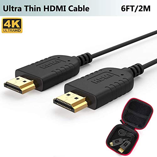 Ultra Thin HDMI Cable 6FT, 4K Hyper Super Flexible Slim HDMI Cord, World's Extreme Thinnest HDMI Cables High Speed Supports UHD, 3D,Ethernet,ARC,HDR for Gimbal,Nintendo Switch,PS4,Xbox,PC,HDTV,Monitor