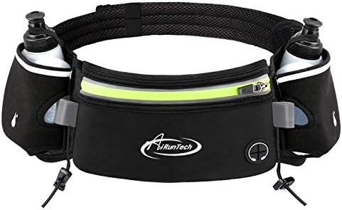 AiRunTech Running Belt with Water Bottle Holder No Bounce Hydration Belts for Runners