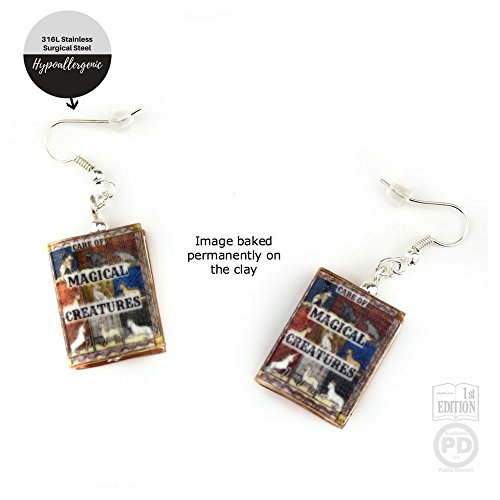 CARE OF MAGICAL CREATURES School of Magic Clay Mini Book HYPOALLERGENIC Earrings by Book Beads