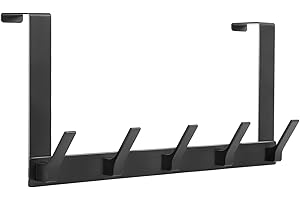 Optish Over The Door Hooks, Door Hanger Hook, Over The Door Towel Rack for Bathroom, Door Towel Hanger for Hanging Clothes Hat (Black, 1 Pack)