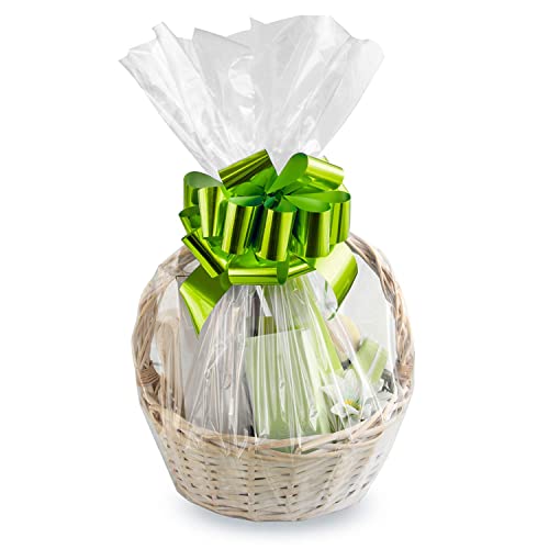Morepack 18x30 Inches Cellophane Bags for Gift Baskets,Clear Cellophane Basket Bags 10 Pieces