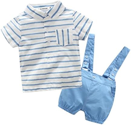 Kstare Baby Boys Outfits Gentleman Bowtie Short Sleeve Shirt+Suspenders Shorts Clothes Set