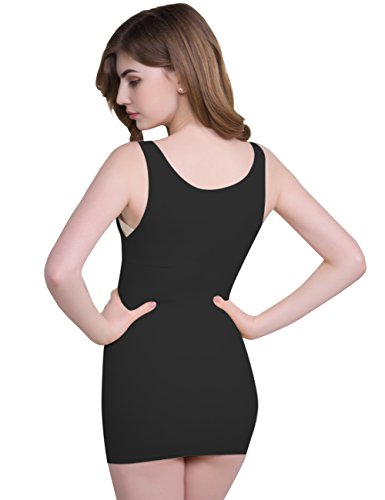 Everbellus Womens Tummy Control Shapewear Tank Top Seamless Body Shaper Black Large - Thumbnail 3