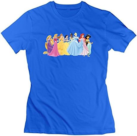For Women Cotton Blue Custom Short-sleeve Stylish Disney Princess T-shirt Medium