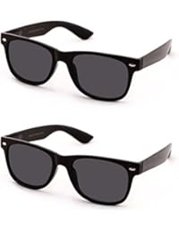 V.W.E Classic Outdoor Reading Sunglasses - Comfortable Stylish Simple Readers Rx Magnification - Not Bifocal (2 pairs black frame black lens, +2.50)