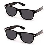 V.W.E Classic Outdoor Reading Sunglasses - Comfortable Stylish Simple Readers Rx Magnification - Not Bifocal (2 pairs black frame black lens, +1.50)