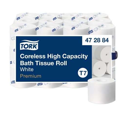 Tork Coreless High-Capacity Toilet Paper Roll White T7, Premium, 2-ply, 36 x 750 sheets, 472884