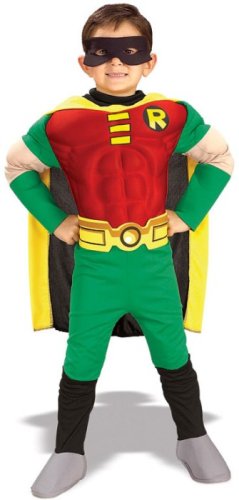 Kids Childrens Costume Batman Robin Boys Outfit Muscle Chest Jumpsuit Boot Tops Eye mask Cape Belt