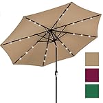 Best Choice Products 10' Deluxe Solar LED Lighted Patio Umbrella With Tilt Adjustment-Tan