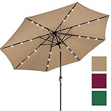 Best Choice Products 10ft Deluxe Patio Umbrella w/Solar LED Lights, Tilt Adjustment
