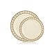 40 Piece Elegant Plastic Plates Set Fancy Disposable Plastic Dinnerware Set Ivory Plates With Gold Rim Includes: 20 Dinner plates, 20 Dessert Plates - Posh Setting