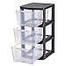 Muscle Rack PDT3 3 Drawer Tower, Black Frame with Clear Drawers