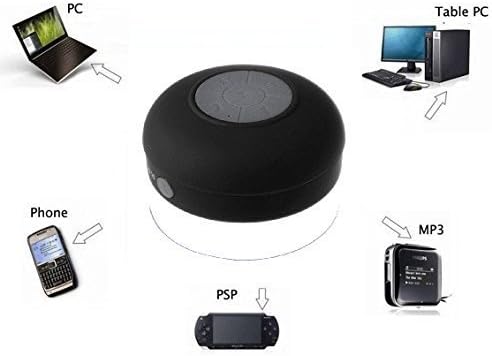 Rivero (Black) Wileyfox Spark Portable Mini Bluetooth Waterproof Music Speaker For Bathroom With Microphone, Rechargeable Battery,Suction Mount &amp; Play Pause Forward Option