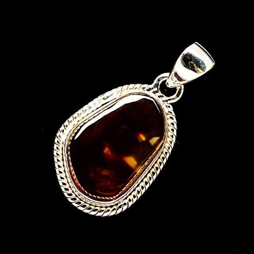 Ana Silver Co Mexican Fire Agate 925 Sterling Silver Pendant 1 1/2" - Handmade Jewelry, Bohemian, Vintage PD700867