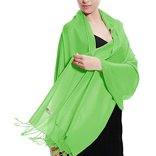 Pashmina Large Soft Plain Shawl/Wrap/Scarf for Women (Light Green)