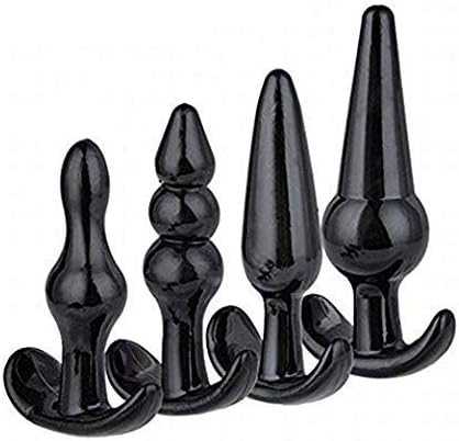 Luxury 4Pcs Set Silicone Plugs Trainer Toys Beads Shaped for Beginners Couples, Black