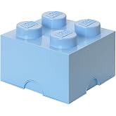 Room Copenhagen, LEGO Brick Box Stackable Storage Containers - Decorative Organizational Building Blocks for Kid&rsquo;s Toys and Accessories - 9.84 x 9.84 x 7.09in - Brick 4, Light Royal Blue