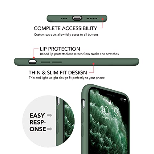 OUXUL iPhone 11 Pro Max Case, Slim Liquid Silicone Phone Case, 6.5 Inch Full Body Microfiber Lining Protective Cover (Forest Green)