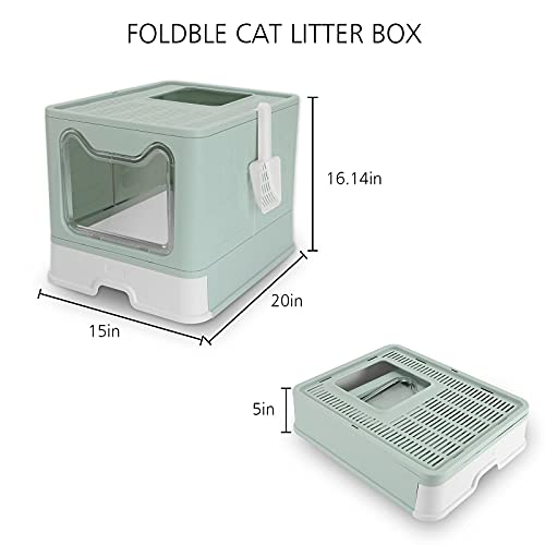 ROCCS Foldable Cat Litter Box with Lid,No Smell Large Top Entry
