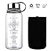 Glass Water Bottle 32 Oz, Wide Mouth Glass Water Bottle with Insulated Sleeve and Stainless Steel Strainer,Water Bottle with Time Marker for Travel Home BPA Free for Liquids Tea Coffee Daily Intake