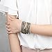Green Leather Layered Wrap Bracelet - Pearl and Colorful Beads Cuff Bangle - Charm Jewelry for Teens,Women,Girl Gift - with Magnetic Buckle By Jenia