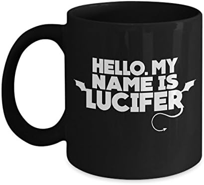 Shirt White Hello My Name is Lucifer Funny Halloween Coffee Mug 11oz Black